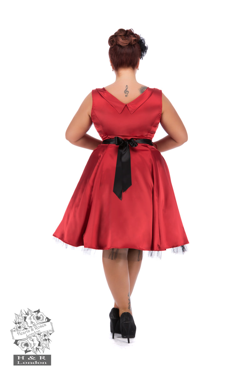 Red Satin 50s Prom Swing Dress